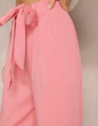 h&s Pantaloni roz larghi cu cordon din material tip Paper Bag Lasette