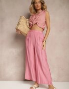 h&s Pantaloni Roz Palazzo cu croială largă High Waist Lislevia