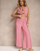 h&s Pantaloni Roz Palazzo cu croială largă High Waist Lislevia