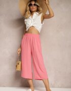 h&s Pantaloni Roz Palazzo cu elastic în talie și lungime 3/4 Moolia