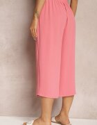 h&s Pantaloni Roz Palazzo cu elastic în talie și lungime 3/4 Moolia