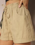 h&s Pantaloni scurți Bej cu nasturi și elastic în talie cu șnur Amalilena