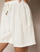 h&s Pantaloni scurți Bej deschis din bumbac Talie înaltă cu șnur Filorella