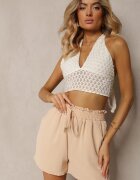 h&s Pantaloni scurți Bermuda Bej Casual Talie înaltă Finisați cu elastic în talie Otanea