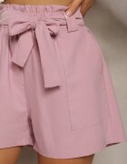 h&s Pantaloni scurți Bermude Mov deschis High Waist cu Adaos de Bumbac Legate în Talie Quisevia