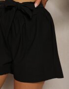 h&s Pantaloni scurți Bermude Negru High Waist Cu adaos de bumbac Cu șnur în talie Quisevia