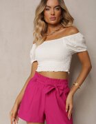 h&s Pantaloni scurți Fucsia Bermude Talie Înaltă cu Adaos de Bumbac cu Cordon în Talie Quisevia