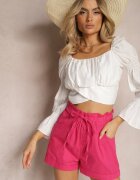 h&s Pantaloni scurți Fucsia cu nasturi și elastic în talie cu șnur Amalilena