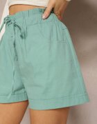 h&s Pantaloni scurți mentă cu nasturi și elastic în talie cu șnur Amalilena