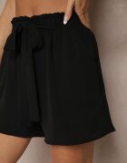 h&s Pantaloni scurți Negru Talie înaltă cu Legătură Decorativă și Elastic în Talie Mevalena