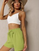 h&s Pantaloni scurți tip bermude verde deschis casual High Waist Cu elastic în talie Otanea