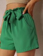 h&s Pantaloni scurți Verde High Waist cu curea de material și buzunare Leonitte