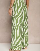 h&s Pantaloni Verde-Alb cu croială largă talie înaltă decorați cu dungi Lisamelia