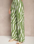 h&s Pantaloni Verde-Alb cu croială largă talie înaltă decorați cu dungi Lisamelia