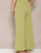 h&s Pantaloni verde deschis cu picioare largi stil Palazzo High Waist cu elastic în talie cu element decorativ Ellsiana
