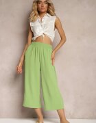 h&s Pantaloni verde deschis Palazzo cu elastic în talie și lungime picior 3/4 Moolia