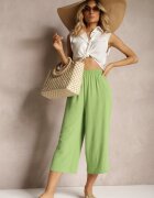 h&s Pantaloni verde deschis Palazzo cu elastic în talie și lungime picior 3/4 Moolia