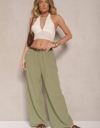 h&s Pantaloni verde închis Palazzo cu croială largă Talie înaltă Ollevia