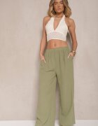 h&s Pantaloni verde închis Palazzo cu croială largă Talie înaltă Ollevia