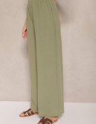 h&s Pantaloni verde închis Palazzo cu croială largă Talie înaltă Ollevia