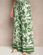 h&s Pantaloni Verzi cu Croială Largă High Waist cu Flori Nelrive
