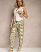 h&s Pantaloni Verzi cu croială largă Talie înaltă cu romburi Sarriza