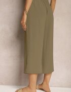 h&s Pantaloni Verzi închiși Palazzo cu elastic în talie și lungime 3/4 Moolia