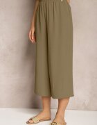 h&s Pantaloni Verzi închiși Palazzo cu elastic în talie și lungime 3/4 Moolia