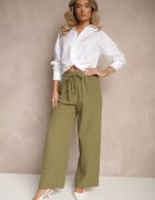 h&s Pantaloni Verzi Lărgi Palazzo Talie înaltă cu Legătură Decorativă Arandiel