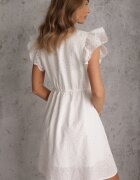 h&s Rochie Albă Brodată Din Bumbac Evazată Laquita