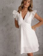 h&s Rochie Albă Brodată Din Bumbac Evazată Laquita