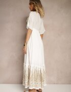 h&s Rochie Albă din Viscoză cu croi petrecut Decorată cu broderie metalică Grelhira