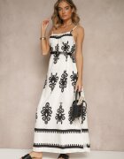 h&s Rochie Albă Evazată cu bretele cu imprimeu ornamental Reveleine