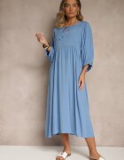 h&s Rochie albastră din viscoză cu croială evazată legată la decolteu Tilvessa