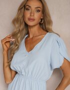 h&s Rochie Albastru deschis cu elastic în talie și volane cu croială evazată Xelimia