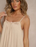 h&s Rochie Bej cu croială evazată cu decolteu elastic Revore