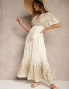 h&s Rochie bej deschis din viscoză cu croială petrecută decorată cu broderie metalică Grelhira