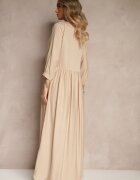 h&s Rochie Bej din Viscoză Decorată cu Broderie Galionetia