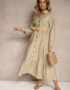 h&s Rochie Bej din Viscoză tip cămașă cu o curea cu cataramă Feluriela