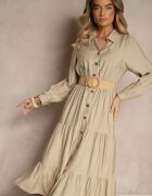 h&s Rochie Bej din Viscoză tip cămașă cu o curea cu cataramă Feluriela