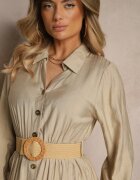 h&s Rochie Bej din Viscoză tip cămașă cu o curea cu cataramă Feluriela