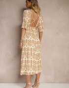 h&s Rochie bej închis Boho evazată din viscoză cu spatele gol Tuvria
