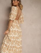 h&s Rochie bej închis Boho evazată din viscoză cu spatele gol Tuvria