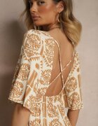 h&s Rochie bej închis Boho evazată din viscoză cu spatele gol Tuvria