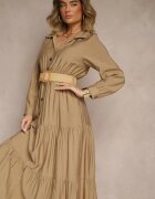 h&s Rochie Bej închis din viscoză cu croială tip cămașă cu cordon și cataramă Feluriela