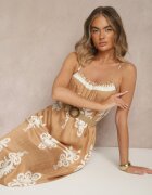 h&s Rochie cloș jasnobrună cu bretele cu imprimeu ornamental Reveleine