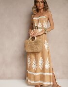 h&s Rochie cloș jasnobrună cu bretele cu imprimeu ornamental Reveleine