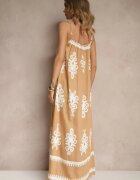 h&s Rochie cloș jasnobrună cu bretele cu imprimeu ornamental Reveleine