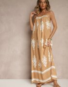 h&s Rochie cloș jasnobrună cu bretele cu imprimeu ornamental Reveleine