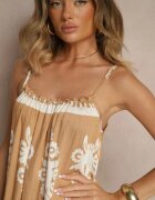 h&s Rochie cloș jasnobrună cu bretele cu imprimeu ornamental Reveleine